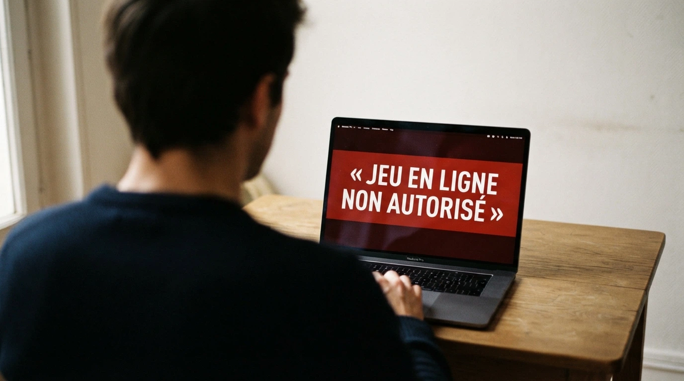 Capture d'écran de la page« L'offre illégale » du site de l'ANJ avec le bandeau d'avertissement sur les casinos en ligne