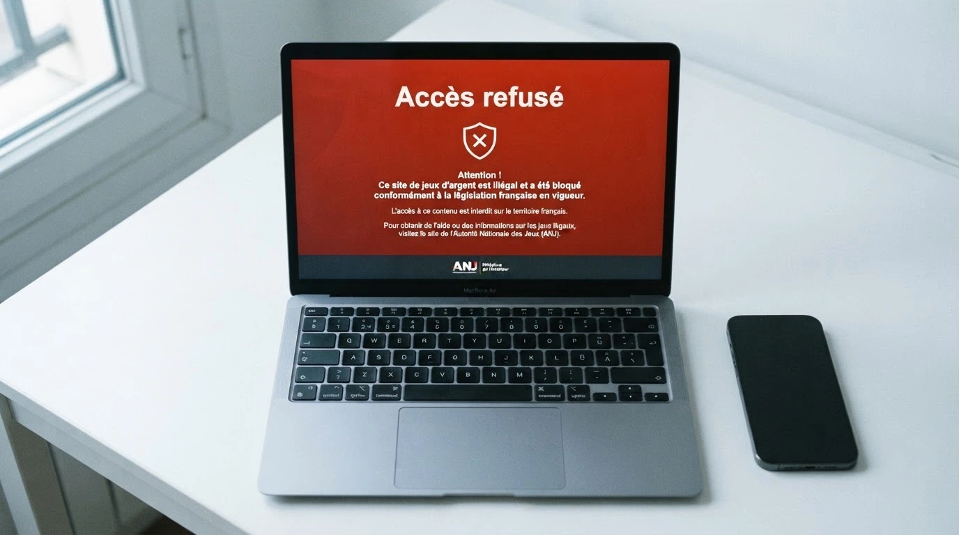 L'écran d'accueil du site de l'ANJ affichant sa campagne d'information sur l'illégalité des casinos en ligne
