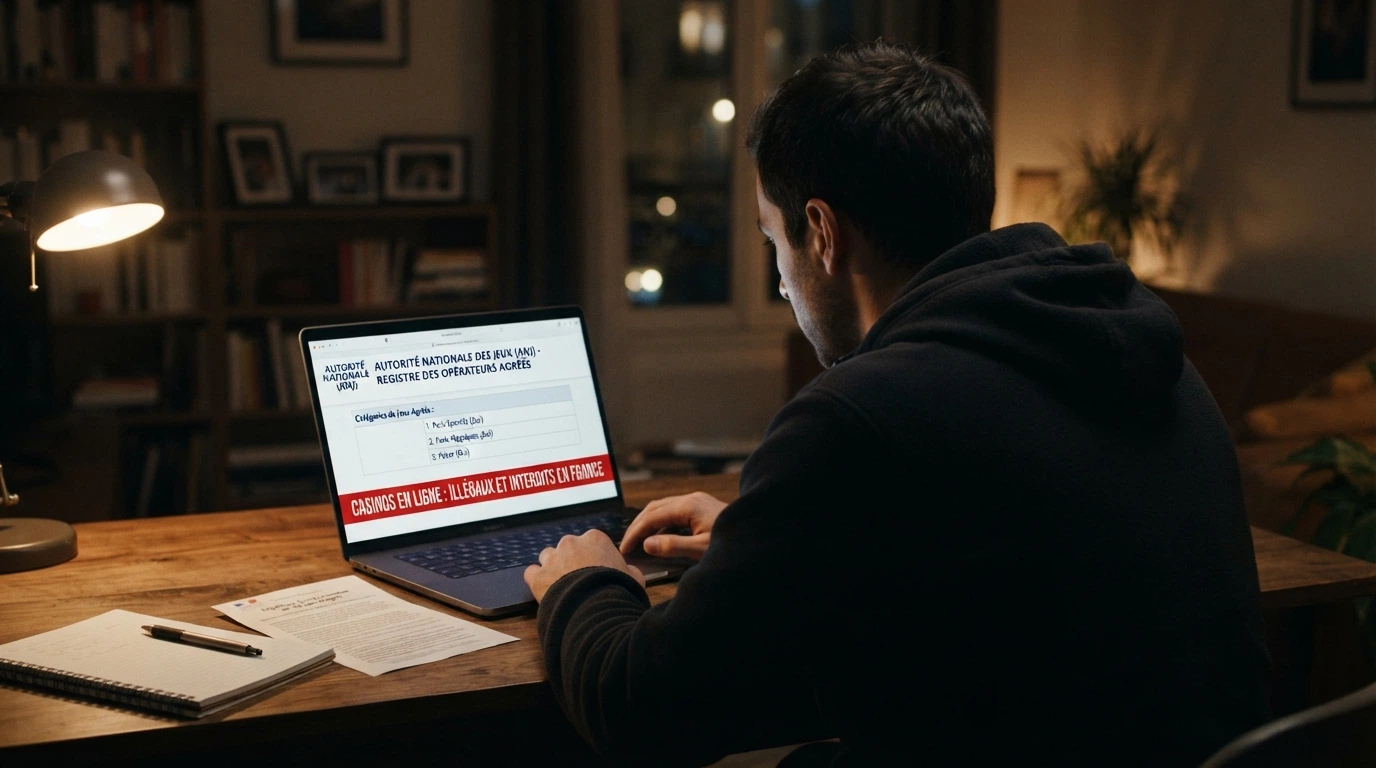 Page du site anj.fr affichant la liste des opérateurs agréés et la mention d'interdiction des casinos en ligne