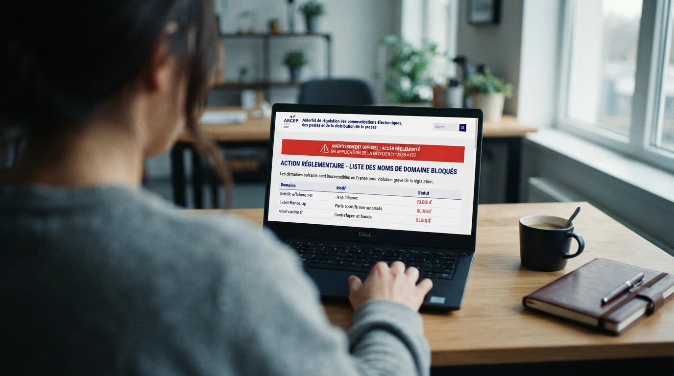Capture d'écran du site anj.fr affichant la page de lutte contre l'offre illégale