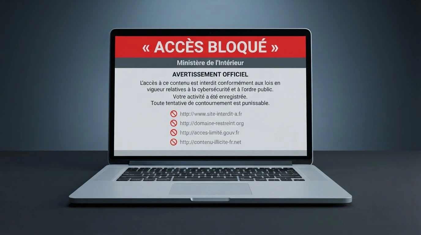 Capture d'écran de la page « Lutter contre l'offre illégale » du site anj.fr, affichant la liste des sites bloqués et déréférencés par l'autorité