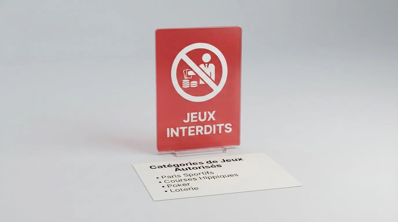 Page d'accueil du site anj.fr sur un écran, avec le logo de l'Autorité nationale des jeux visible, à côté d'un document mentionnant les catégories de jeux autorisés