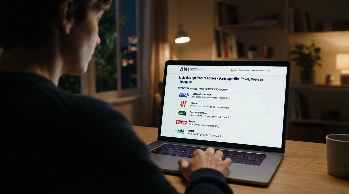 Capture d'écran de la page officielle anj.fr listant les opérateurs de jeux agréés en France
