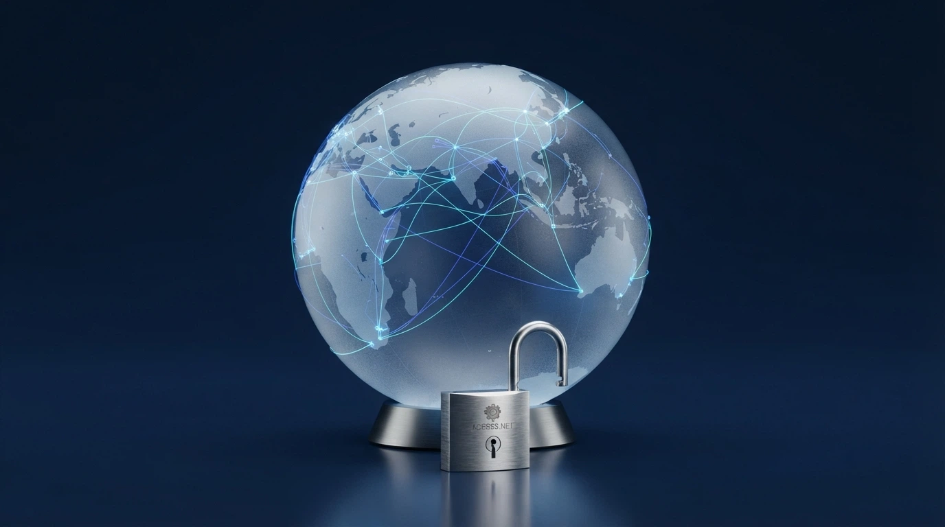 Documents officiels français et globe terrestre avec connexions VPN superposées