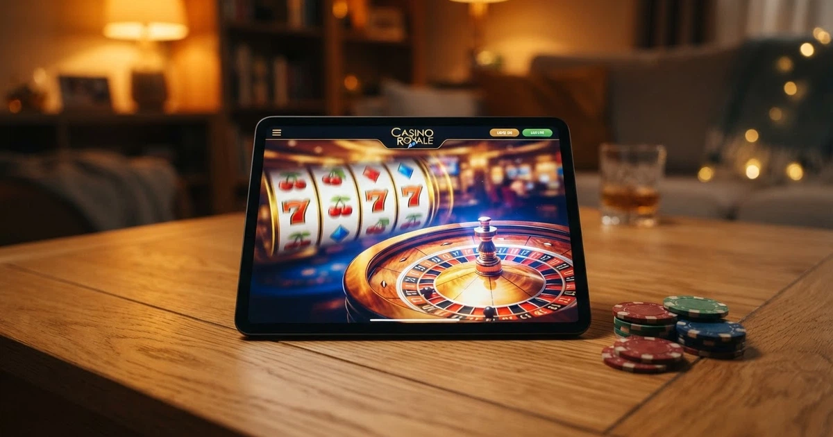 Écran d'accueil d'un casino en ligne affichant une bannière « bonus sans dépôt » avec des jetons et des tours gratuits