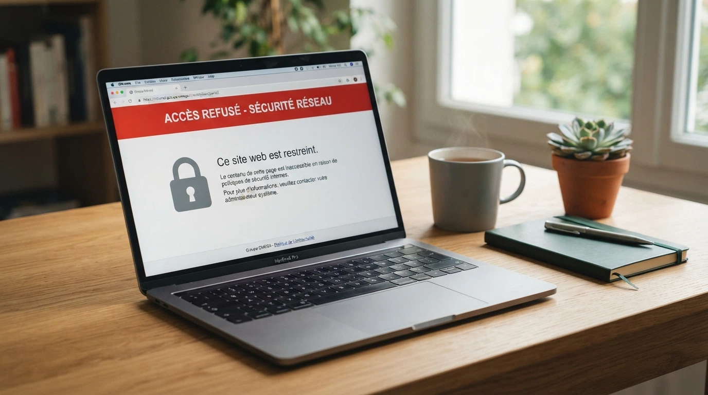 Capture d'un site de casino en ligne barré d'un message d'avertissement sur un écran d'ordinateur