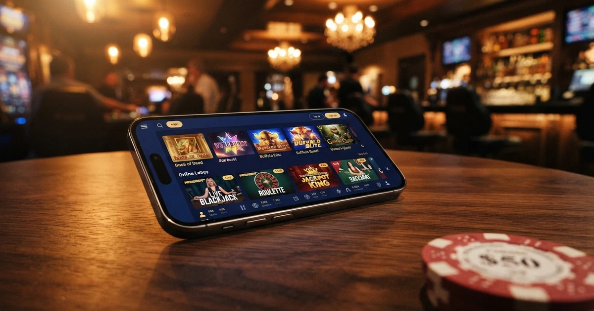 Page d'accueil d'un casino en ligne affichant une sélection de jeux de casino, avec le logo Playtech visible dans la ludothèque