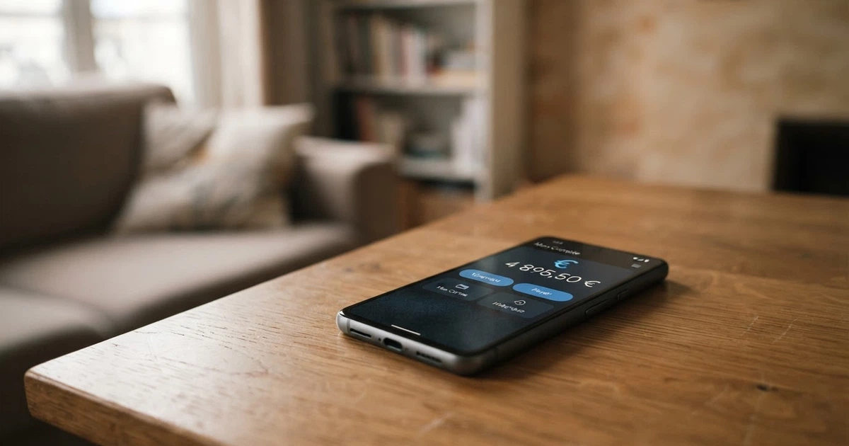 Interface de l'application bancaire BoursoBank affichée sur l'écran d'un smartphone