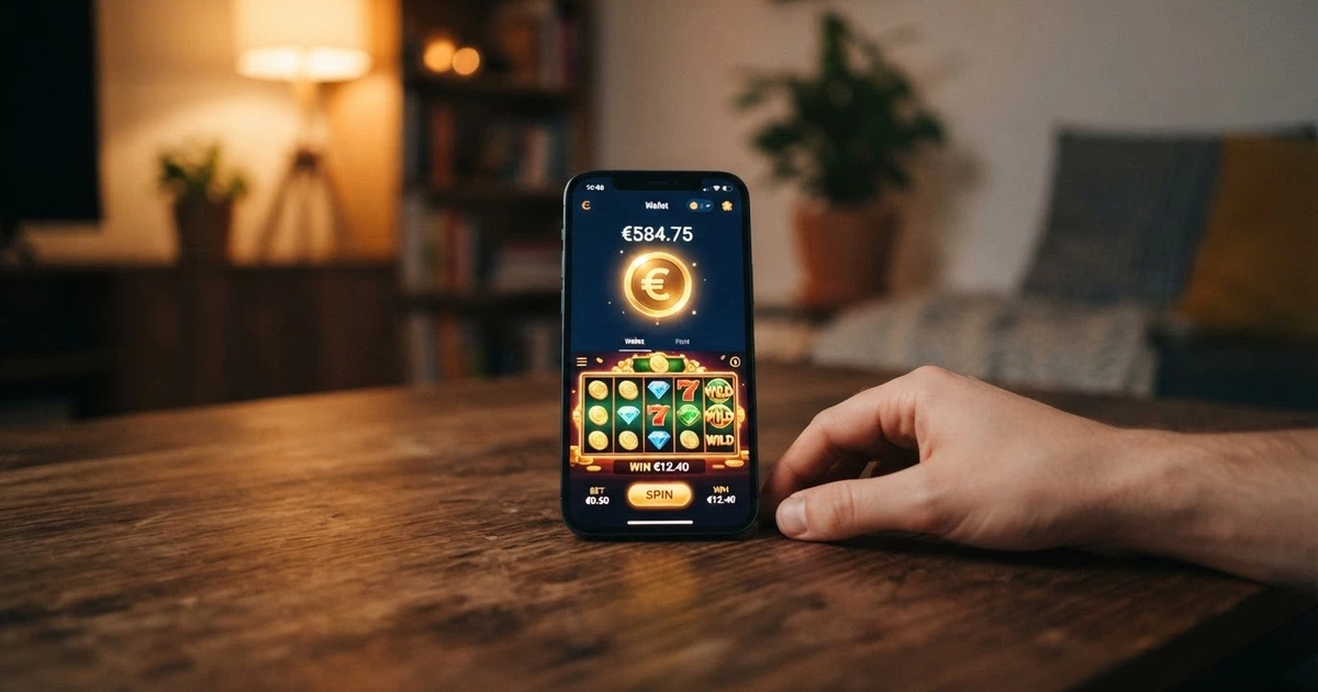 Un portefeuille de crypto-monnaie ouvert sur un écran de smartphone, affichant le logo du Litecoin à côté d'une interface de casino en ligne