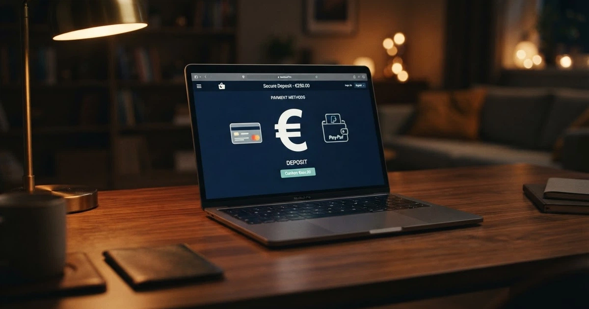 Interface de caisse d'un casino en ligne affichant le logo Mastercard parmi les options de dépôt