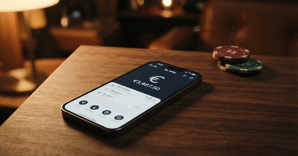 Interface de paiement MiFinity affichant les options de dépôt par carte bancaire, le solde en euros et l'historique des transactions récentes d'un portefeuille électronique