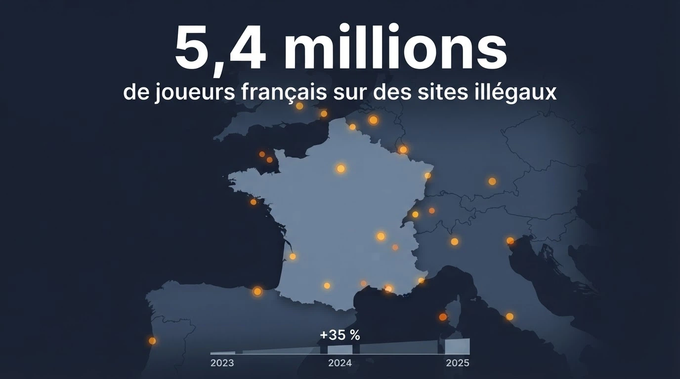 Une carte stylisée de la France avec des points représentant les casinos offshore accessibles, aucun ne se trouvant sur le territoire français