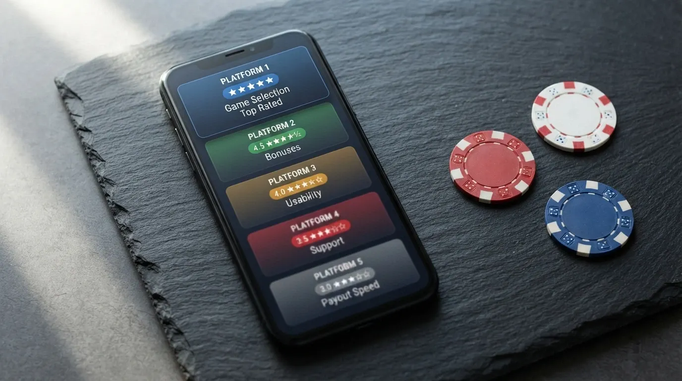 Grille de comparaison montrant les logos et les notes de plusieurs casinos en ligne côte à côte