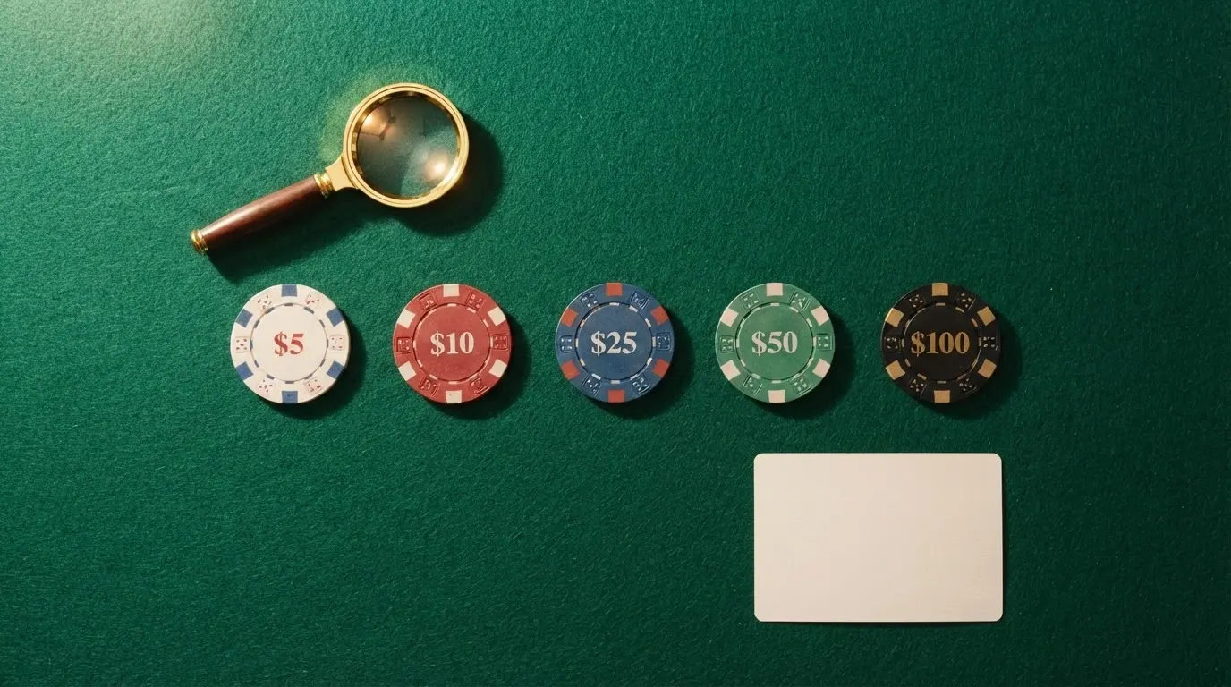 Un tableau comparatif posé sur une table de jeu, avec des fiches d'opérateurs alignées et une loupe posée sur les petits caractères