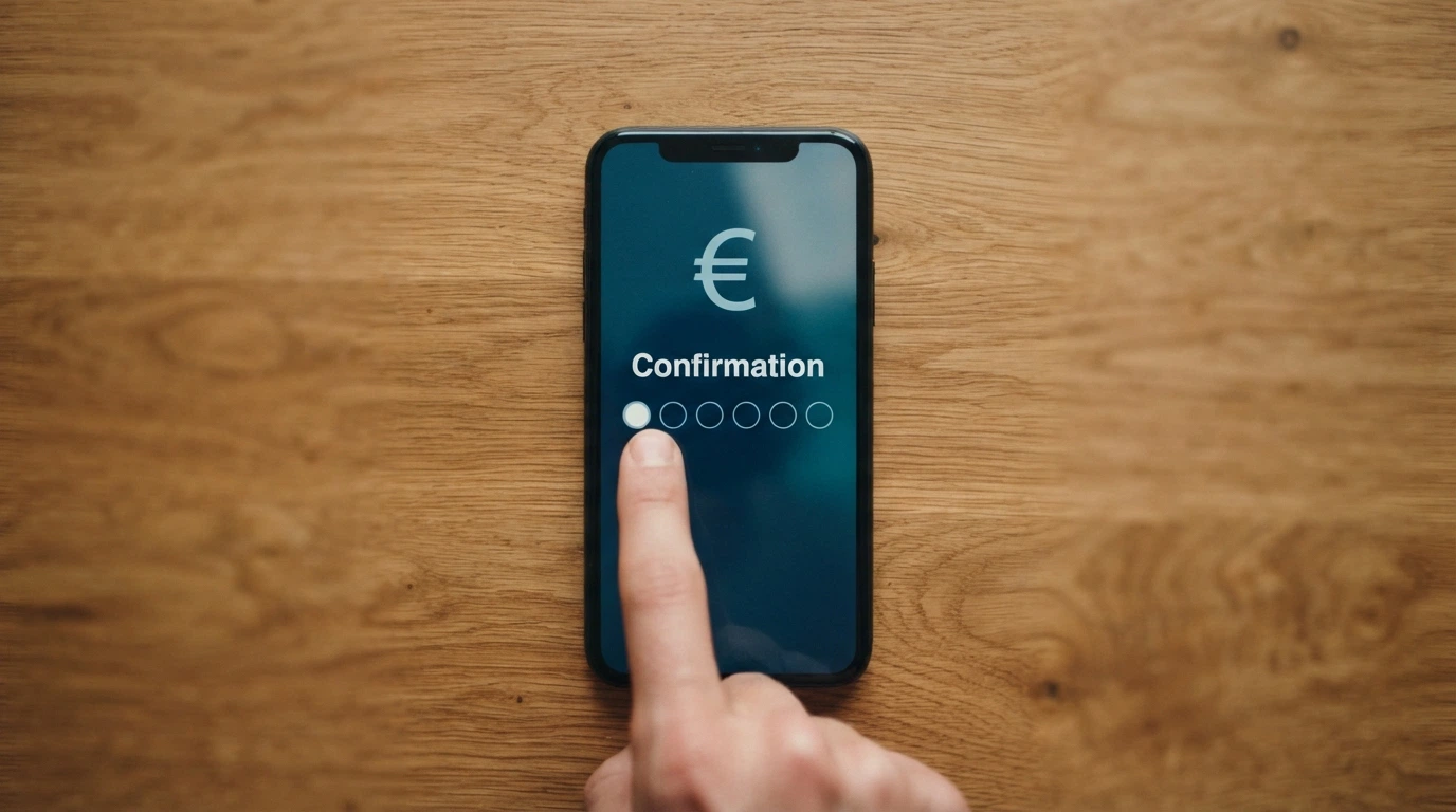 Écran d'authentification Neteller affichant le montant du dépôt et la demande de code de sécurité à usage unique.