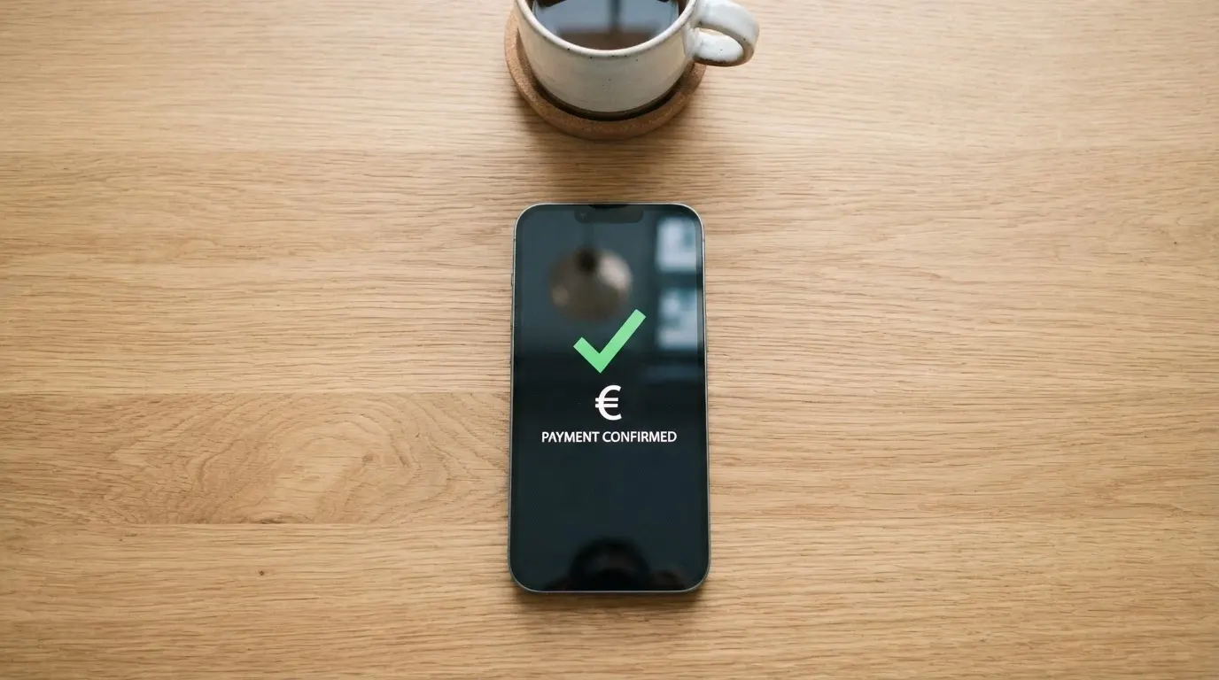 Téléphone affichant une confirmation de dépôt instantané sur un site de casino