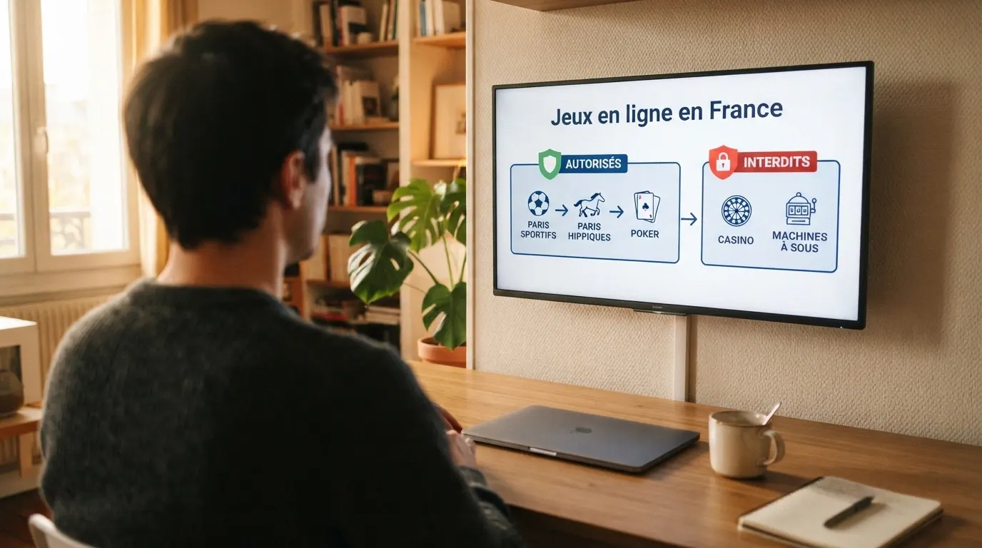 Une page d'information officielle mentionnant la régulation des jeux d'argent en France, avec le logo de l'ANJ visible