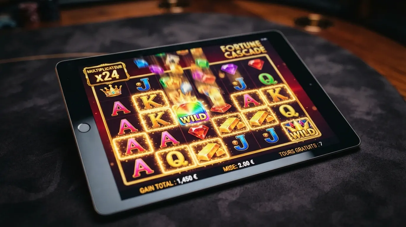 Gros plan sur une grille de jeu Le Bandit avec les cases dorées (Golden Squares) activées et un multiplicateur visible à l'écran