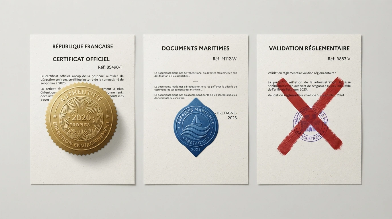 Trois certificats de licence de jeu posés côte à côte : un sceau Curaçao, un sceau Anjouan et le logo de l'ANJ barré d'une croix rouge