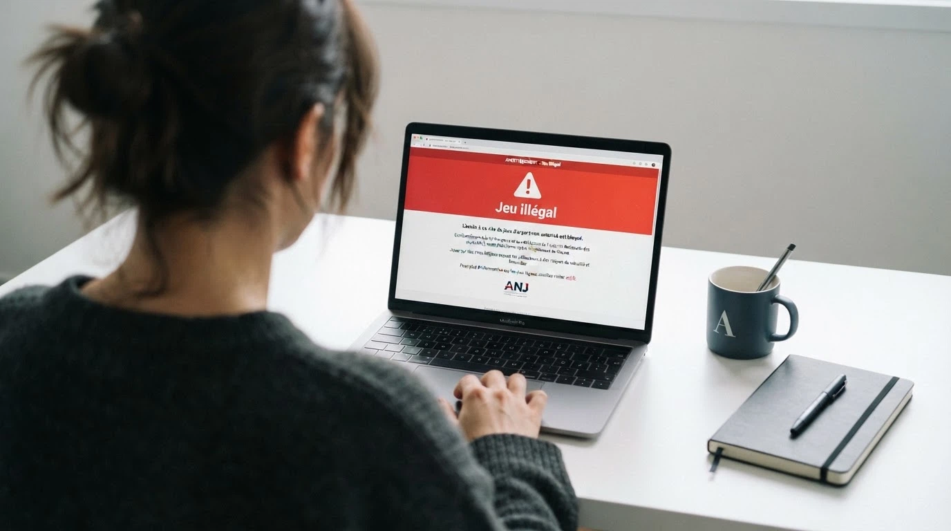 Page du site de l'ANJ affichant le registre des opérateurs agréés et la mise en garde officielle sur les jeux de casino en ligne illégaux