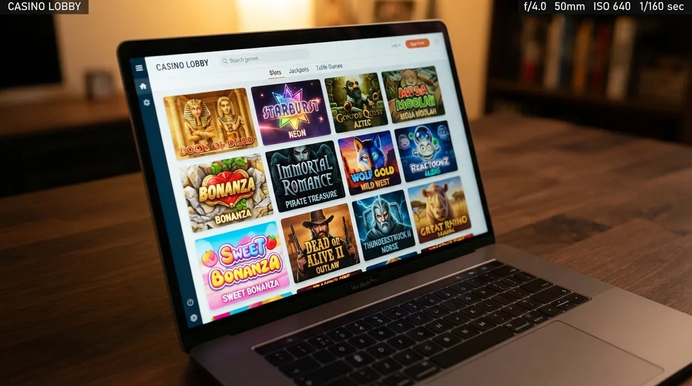 Grille de machines à sous en ligne disponibles sur un casino crypto