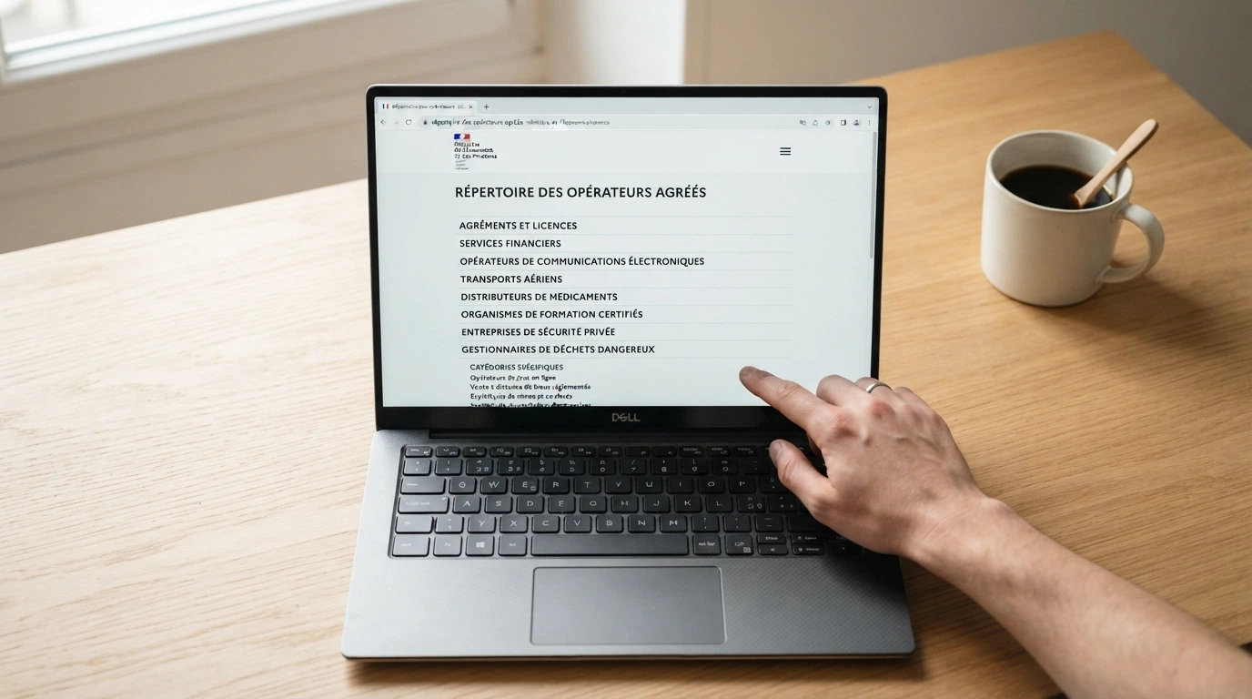 Capture d'écran du registre des opérateurs agréés sur le site de l'ANJ, affichant les titulaires de licence par catégorie de jeu