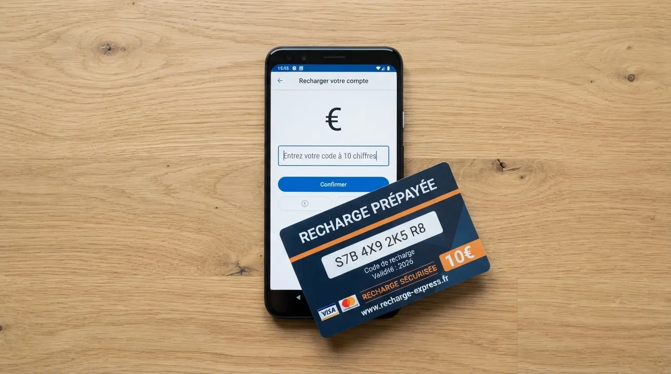Un ticket Neosurf à code à 10 chiffres posé sur un écran affichant une interface de dépôt de casino en ligne