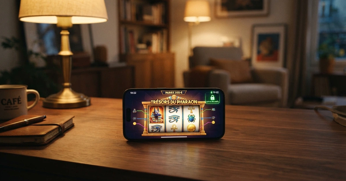 Interface d'un casino en ligne avec indicateur de connexion VPN actif et cadenas de sécurité